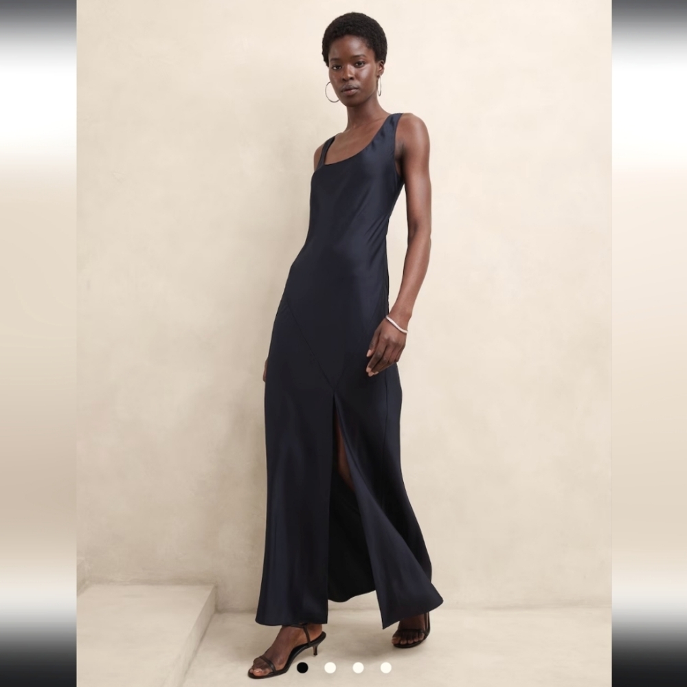NWT Silky Twill Slit Maxi Dress Banana Republic